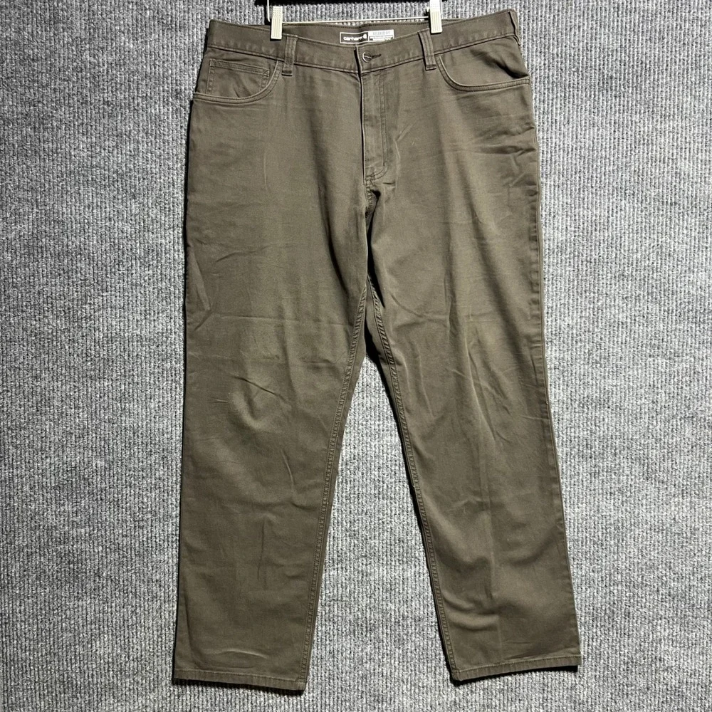 Carhartt Relaxed Fit Pants Mens 38x32 Brown Canvas Workwear Rugged Utility